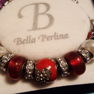 bella Perlina Jewelry - Red silver and white beaded bracelet bella Perlina Jewelry - Red silver and white beaded bracelet